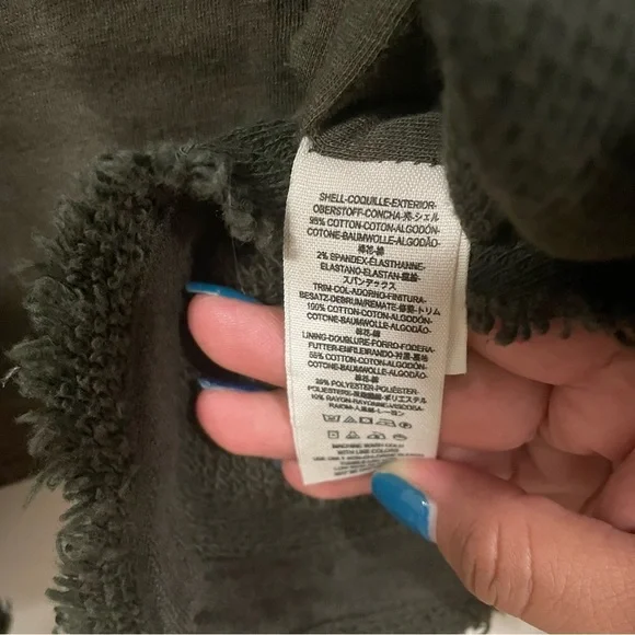 Free People Olive Green Drape Knit Coated Denim Moto Boho Fall Jacket Size 2 - Picture 8 of 9